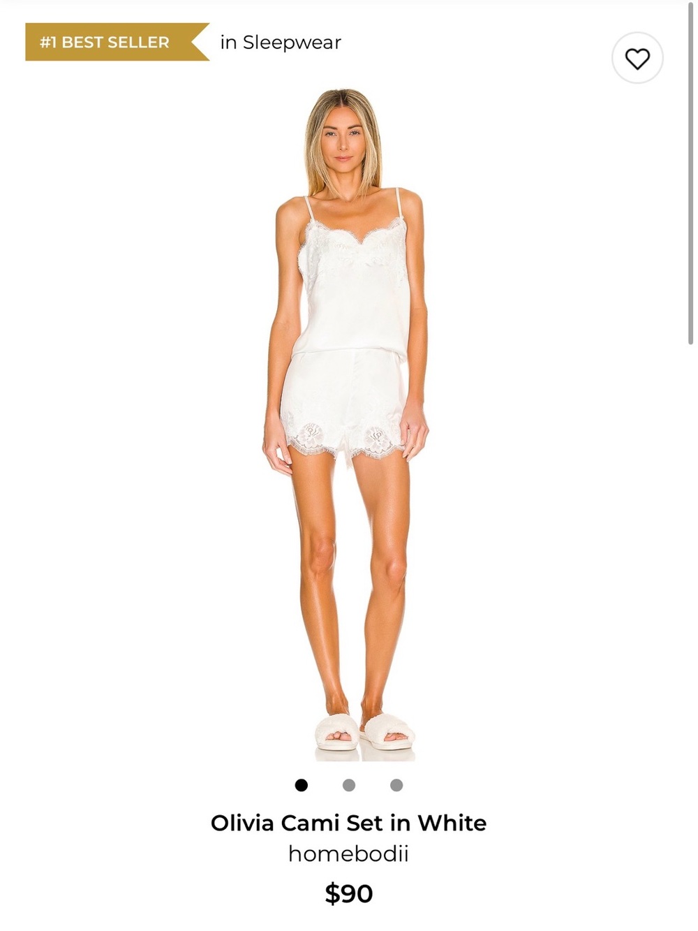 homebodii Olivia Lace-Trim Cami & Short Set in White